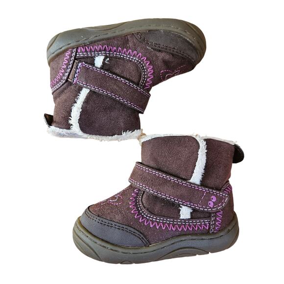 Stride Rite Surprize Arliss Girl's Faux Fur Lined Shoes Brown Pink Baby Size 3 - Picture 6 of 9